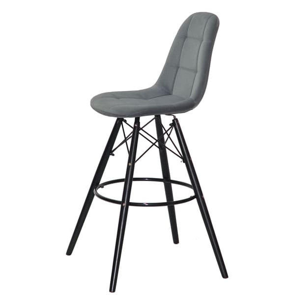 Барний стілець Onder Mebli Peter BAR 75-BK Сірий B-1004 Оксамит-2