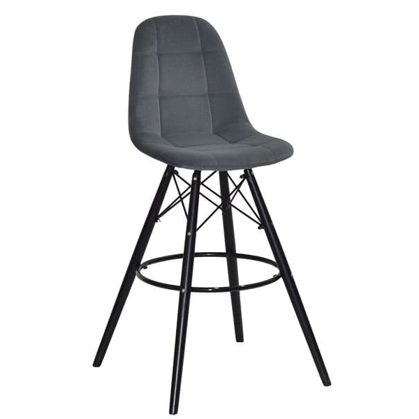 Барний стілець Onder Mebli Peter BAR 75-BK Сірий B-1004 Оксамит-0