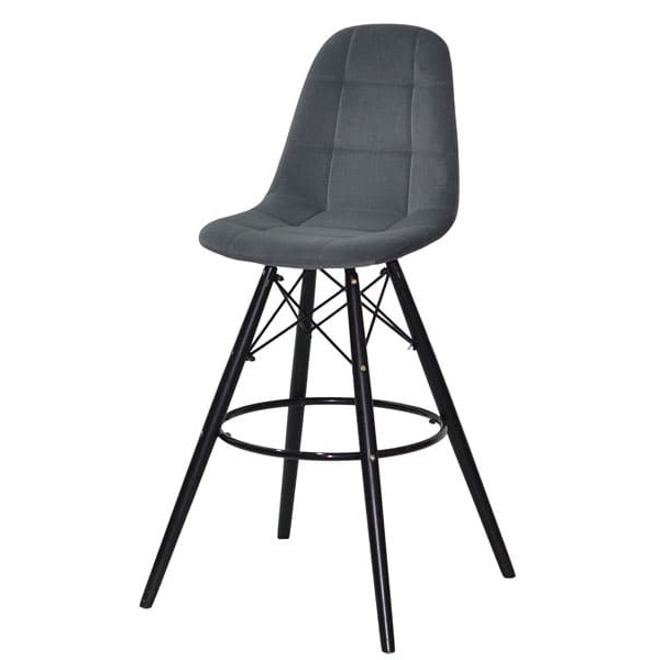 Барний стілець Onder Mebli Peter BAR 75-BK Сірий B-1004 Оксамит-1