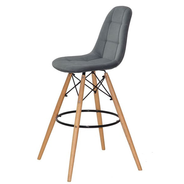 Барний стілець Onder Mebli Peter BAR 75 Сірий B-1004 Оксамит-1