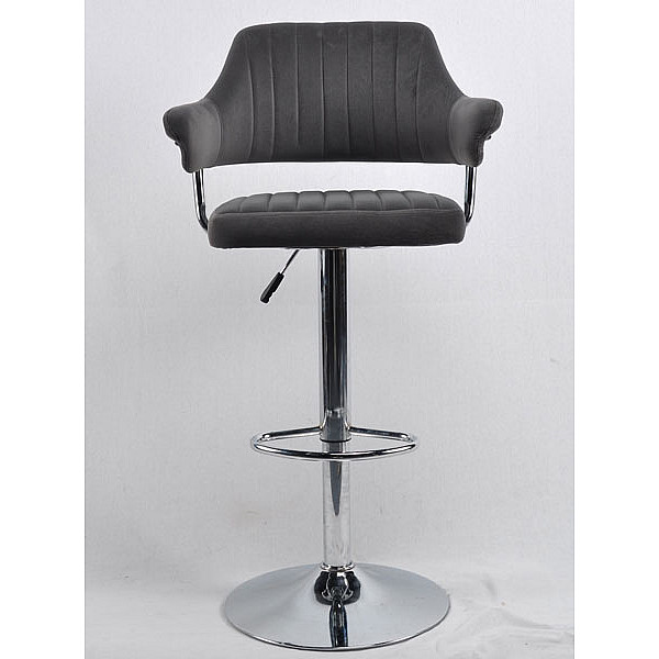 Барний стілець Onder Mebli Jeff BAR CH-BASE Сірий B-1004 Оксамит-1