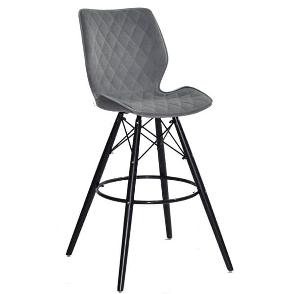 Барний стілець Onder Mebli Nolan BAR 75 - BK Сірий B-1004 Оксамит-0