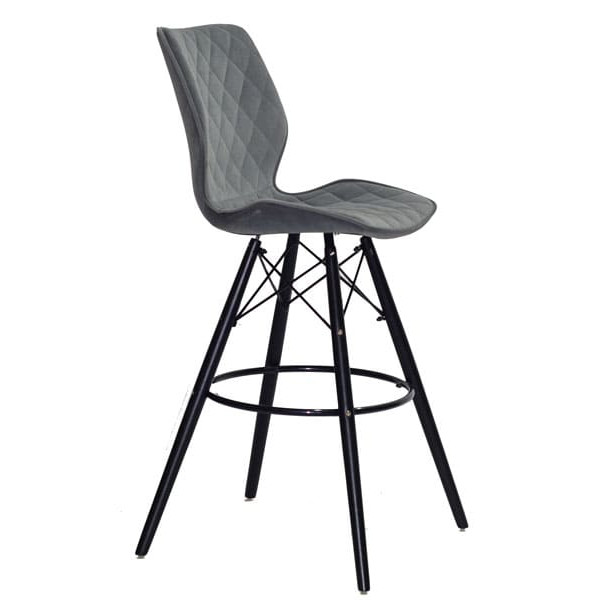 Барний стілець Onder Mebli Nolan BAR 75 - BK Сірий B-1004 Оксамит-3