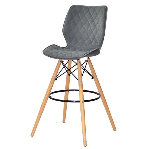 Барний стілець Onder Mebli Nolan BAR 75 Сірий B-1004 Оксамит-1