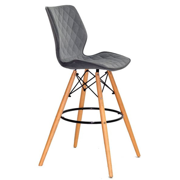 Барний стілець Onder Mebli Nolan BAR 75 Сірий B-1004 Оксамит-2