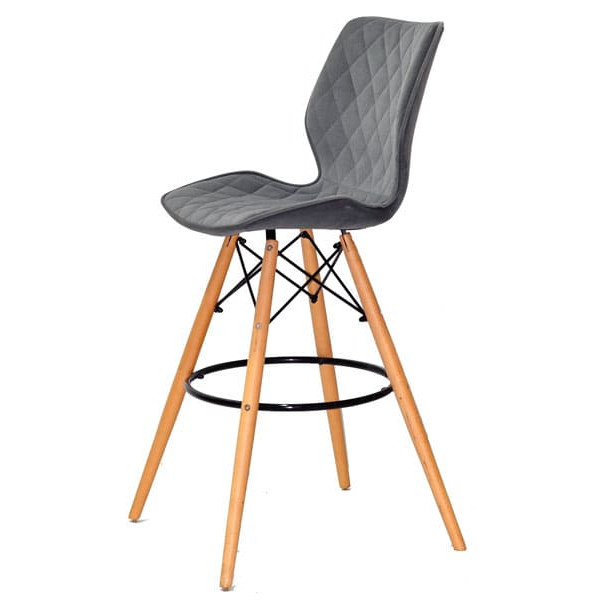 Барний стілець Onder Mebli Nolan BAR 75 Сірий B-1004 Оксамит-3