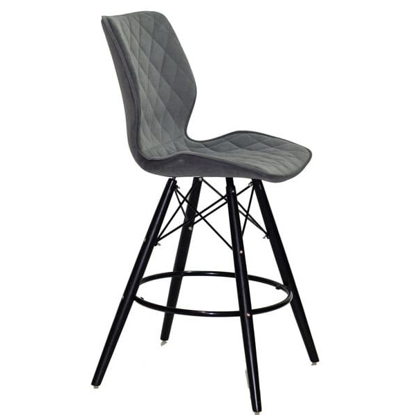 Напівбарний стілець Onder Mebli Nolan BAR 65 - BK Сірий B-1004 Оксамит-2