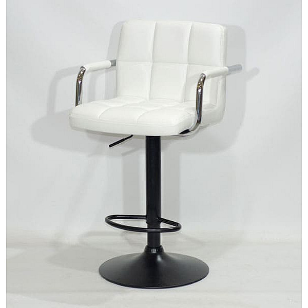 Барний стілець Onder Mebli Arno-Arm BAR BK-BASE Білий Екошкіра-1