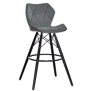 Барний стілець Onder Mebli Greg BAR 75 - BK Сірий B-1004 Оксамит