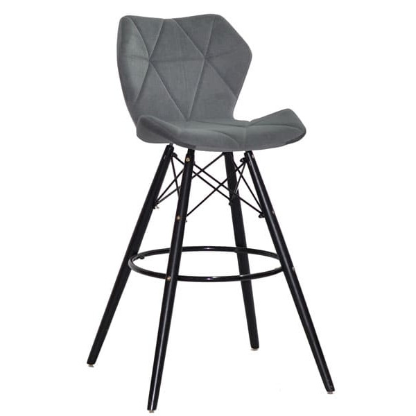Барний стілець Onder Mebli Greg BAR 75 - BK Сірий B-1004 Оксамит-0