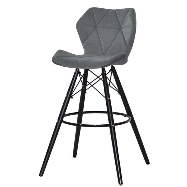 Барний стілець Onder Mebli Greg BAR 75 - BK Сірий B-1004 Оксамит-1
