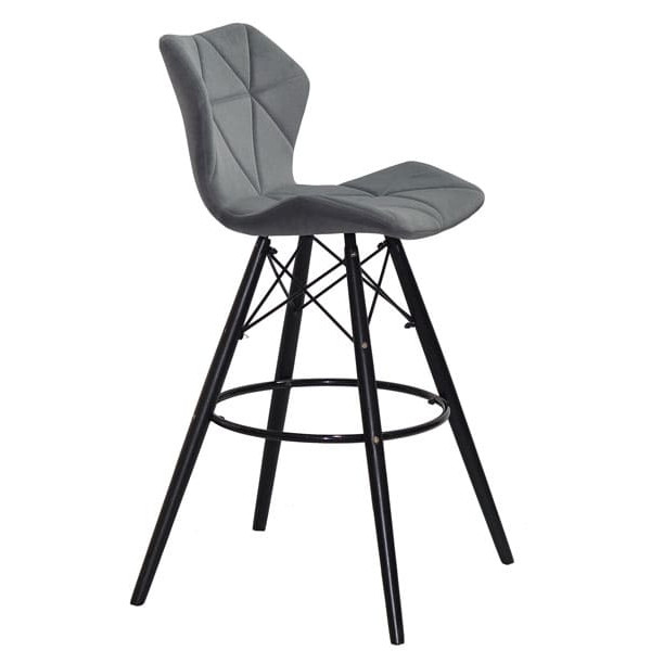 Барний стілець Onder Mebli Greg BAR 75 - BK Сірий B-1004 Оксамит-2