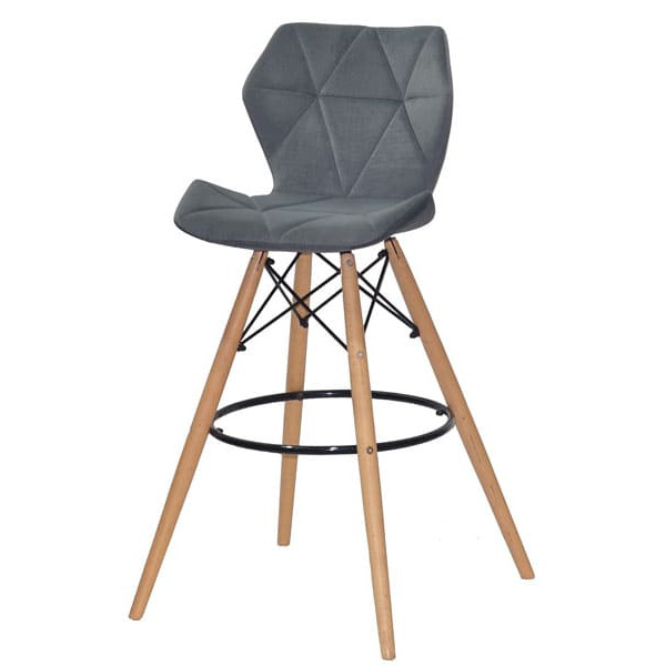 Барний стілець Onder Mebli Greg BAR 75 Сірий B-1004 Оксамит-1