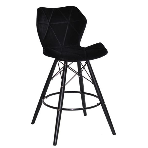 Полубарный стул Onder Mebli Greg BAR 65 - BK Черный B-1011 Бархат-0