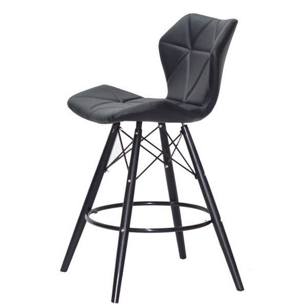 Напівбарний стілець Onder Mebli Greg BAR 65 - BK Чорний Екошкіра-1