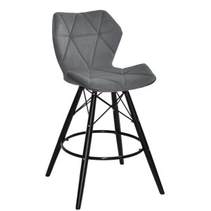 Напівбарний стілець Onder Mebli Greg BAR 65 - BK Сірий B-1004 Оксамит