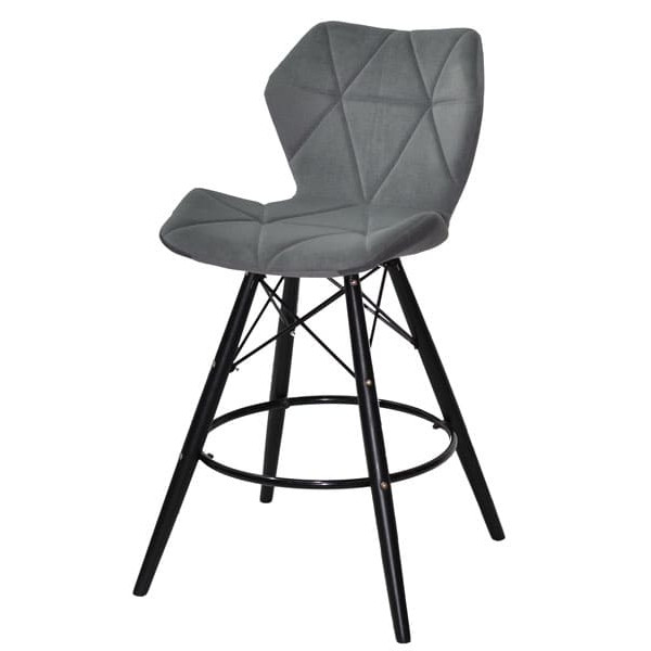 Напівбарний стілець Onder Mebli Greg BAR 65 - BK Сірий B-1004 Оксамит-1