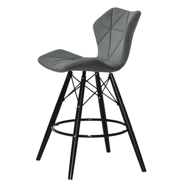 Напівбарний стілець Onder Mebli Greg BAR 65 - BK Сірий B-1004 Оксамит-2