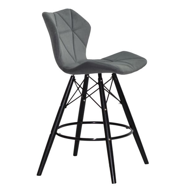 Напівбарний стілець Onder Mebli Greg BAR 65 - BK Сірий B-1004 Оксамит-3