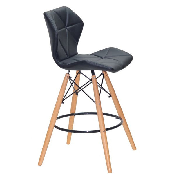 Напівбарний стілець Onder Mebli Greg BAR 65 Чорний Екошкіра-2