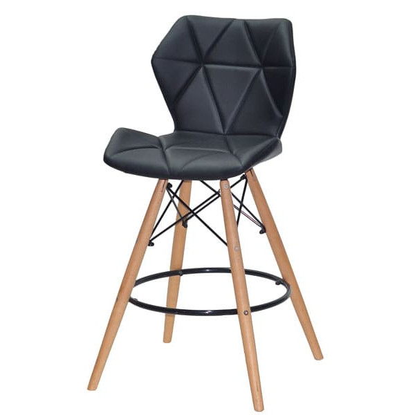 Напівбарний стілець Onder Mebli Greg BAR 65 Чорний Екошкіра-1