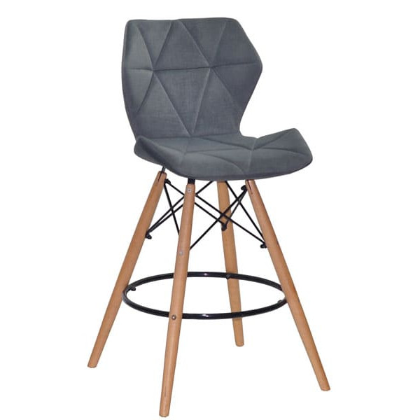 Напівбарний стілець Onder Mebli Greg BAR 65 Сірий B-1004 Оксамит-0