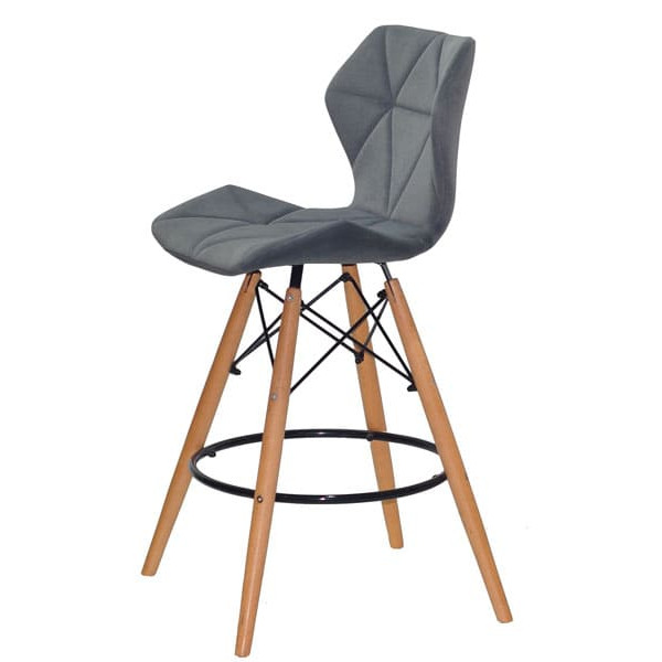 Напівбарний стілець Onder Mebli Greg BAR 65 Сірий B-1004 Оксамит-2