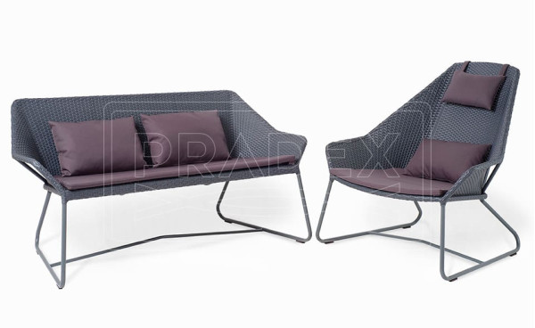 Диван із ротанга Pradex Бриз Чорний-1