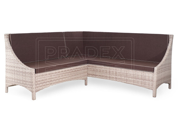 Диван з ротанга Pradex Глем 3-х місний кутовий з 1 підлокітником Бежевий-1