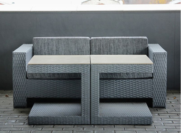 Диван из ротанга Pradex Гранд двухместный Серый-1