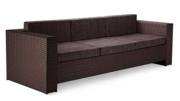 Диван из ротанга Pradex Гранд трехместный Коричневый-0