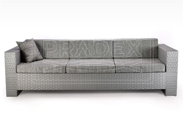 Диван из ротанга Pradex Гранд трехместный Серый-1