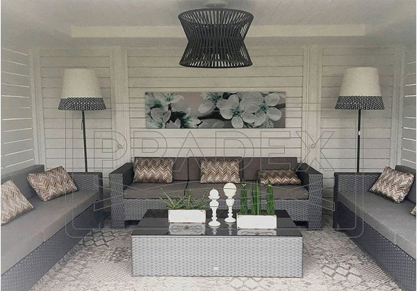 Диван из ротанга Pradex Гранд трехместный Серый-4