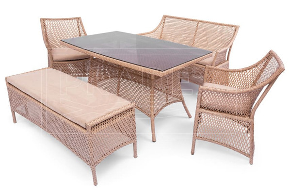 Диван из ротанга Pradex Грейс двухместный Бежевый-5