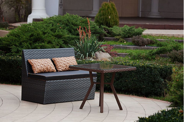 Диван із ротанга Pradex Капрі двомісний Чорний-1