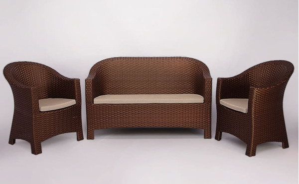 Диван из ротанга Pradex Комфорт двухместный Темно-коричневый-2