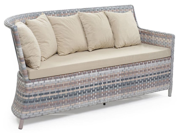 Диван из ротанга Pradex Марсель трехместный радиусный Бежевый-1