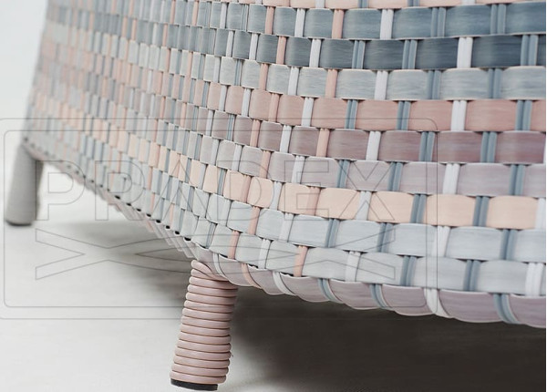 Диван из ротанга Pradex Марсель трехместный радиусный Бежевый-4