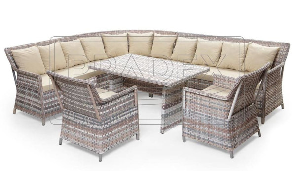 Диван з ротанга Pradex Марсель тримісний з 1 підлокітником Бежевий-1