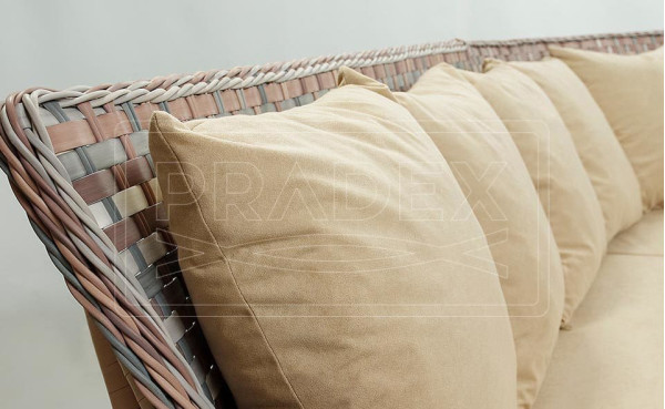 Диван з ротанга Pradex Марсель тримісний з 1 підлокітником Бежевий-3