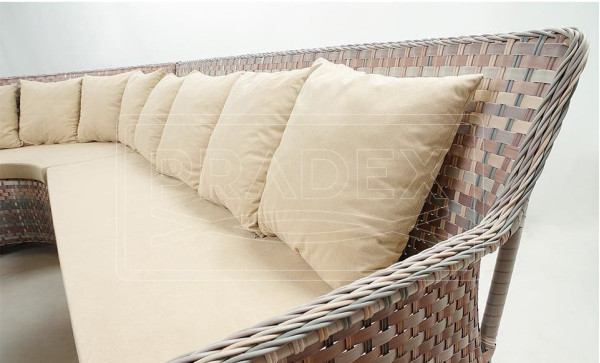Диван з ротанга Pradex Марсель тримісний з 1 підлокітником Бежевий-2