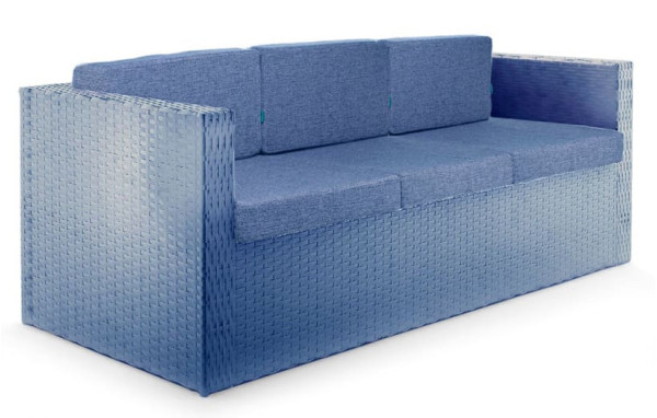Диван из ротанга Pradex Мартин трехместный Синий-0