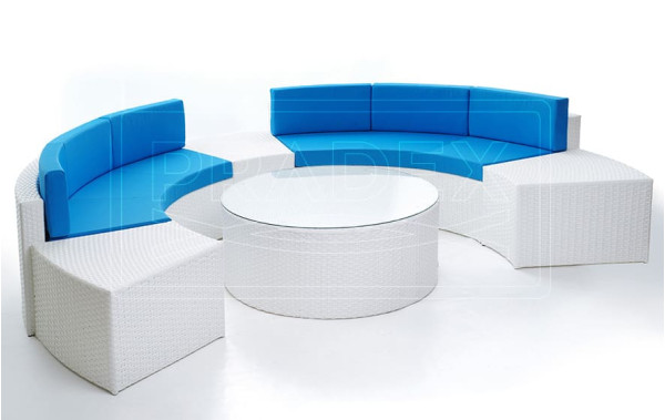 Диван из ротанга Pradex Мартин радиусный Белый-2