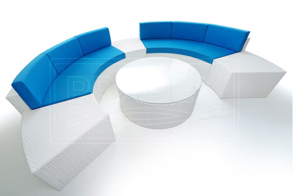 Диван из ротанга Pradex Мартин радиусный Белый-3