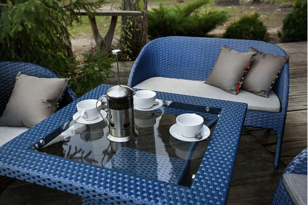 Диван из ротанга Pradex Монтана двухместный Синий-1