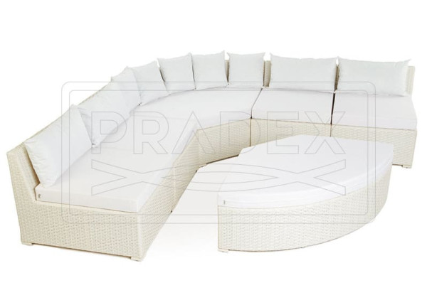 Диван из ротанга Pradex Оазис радиусный Белый-3