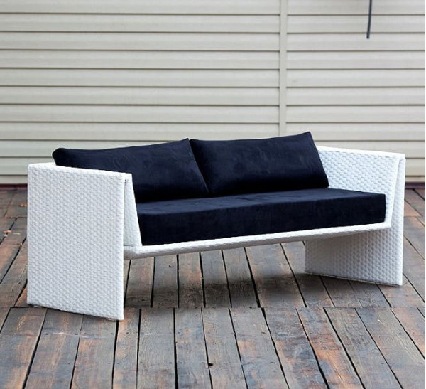 Диван из ротанга Pradex Оригами трехместный Белый-0