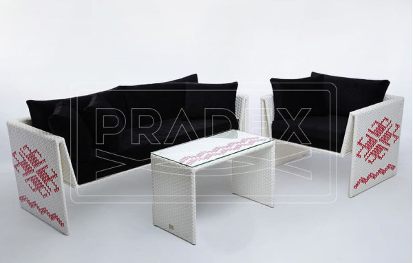 Диван из ротанга Pradex Оригами трехместный Белый-7