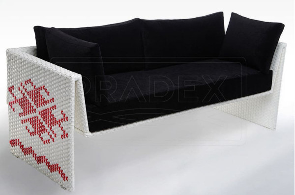 Диван из ротанга Pradex Оригами трехместный Белый-6