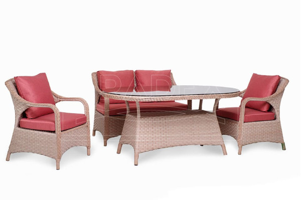 Диван з ротанга Pradex Осмо двомісний Бежевий-1